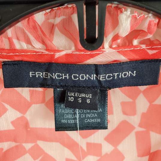 French Connection Women Ivory/Pink Crinkle Blouse Sz 6 NWT image number 3