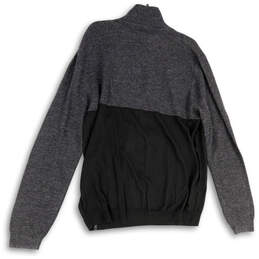 NWT Mens Black Gray Mock Neck Long Sleeve Tight-Knit Pullover Sweater Sz XL alternative image