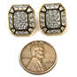 Designer Swarovski Gold-Tone Clear Rhinestone Push Back Stud Earrings image number 2