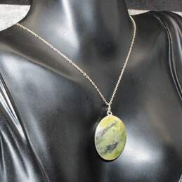 Connemara Marble & Sterling Silver Nephrite Pendant Necklace alternative image