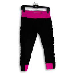 Womens Black Pink Elastic Waist Zipper Pocket Cropped Leggings Size Small alternative image