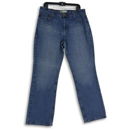 Womens Blue Denim Medium Wash 5-Pocket Design Straight Leg Jeans Size 14M
