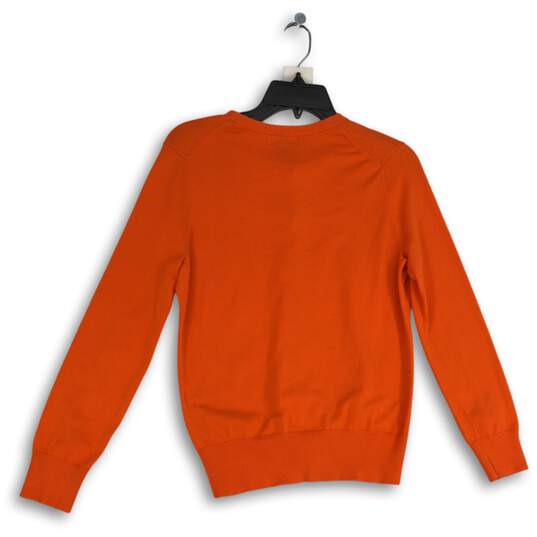 Lands' End Womens Orange Long Sleeve Button Front Cardigan Sweater Size Small image number 2