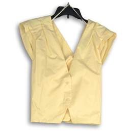 NWT Zara Womens Yellow Sleeveless Button Front Blouse Top Shirt Size Large