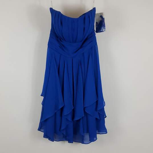 David's Bridal Women Blue Midi Dress Sz 4 NWT image number 1