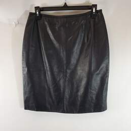 Ralph Lauren Women Black Leather Skirt Sz 12P