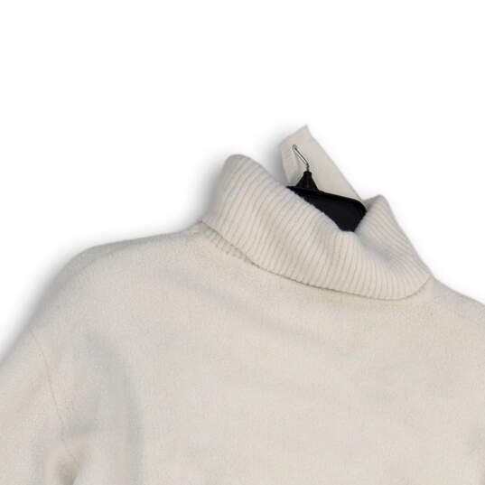Womens White Turtleneck Long Sleeve Cropped Pullover Sweater Size Small image number 2