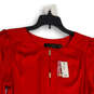 NWT Womens Red Keyhole Neck Long Sleeve Pullover Blouse Top Size Small image number 3