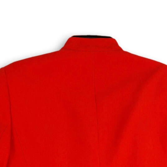 Womens Red Spread Collar Casual Long Sleeve Open Front Jacket Size 16 image number 4