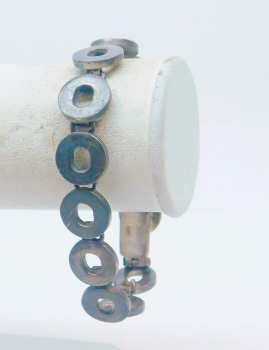 Artisan 925 Sterling Silver Circle Panel Bracelet 39.6g image number 3