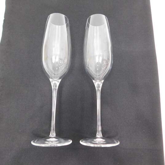 TIFFANY & Co. (2) Two Crystal Long Stem Champagne Flutes Glasses Stemware with COA image number 3