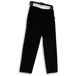 Womens Black Flat Front Straight Leg Pockets Regular Fit Dress Pants Size 4