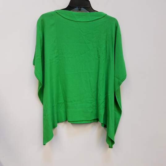 Womens Green Short Sleeve Round Neck Pullover Butterfly Blouse Top Size S image number 2