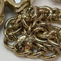 Designer J. Crew Gold-Tone Link Chain Crystal Cut Stone Statement Necklace image number 4