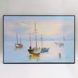 S. Harper Artist Signed Nautical Maritime Seascape Oil Painting Art Piece