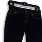 Womens Blue Denim Dark Wash Pockets Regular Fit Bootcut Jeans Size 25P image number 3