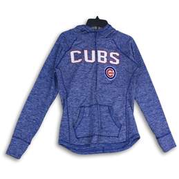 4Her Carl Banks Womens Blue Chicago Cubs Full-Zip Baseball Hooded Jacket Size M
