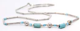 (G) Artisan 925 Southwestern Turquoise Liquid Silver Necklace & Heart Earrings alternative image