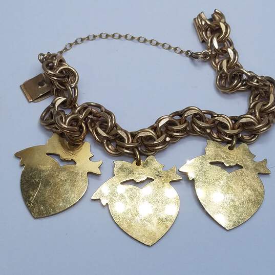 Gold Filled Engraved 3 Charm Bracelet 26.0g image number 4