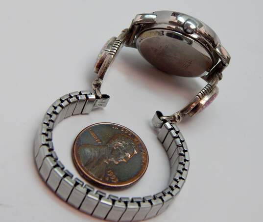 Richard Begay Navajo 925 Sterling Silver Pink Opal Watch Tips on Timex Watch 25.1g image number 4