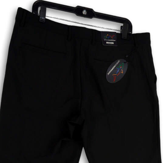 NWT Mens Black Flat Front Slash Pocket Stretch Dress Pants Size 38X34 image number 4