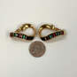 Designer Swarovski Gold-Tone Crystal Rainbow Rhinestone Drop Earrings image number 3