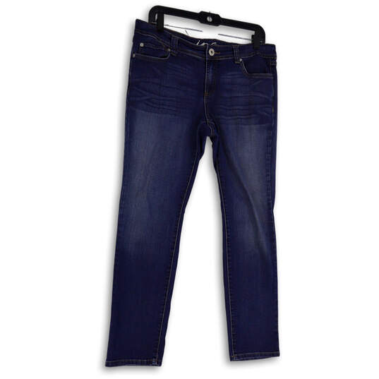 Womens Blue Medium Wash Pockets Regular Fit Denim Straight Jeans Size 12S image number 1