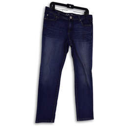 Womens Blue Medium Wash Pockets Regular Fit Denim Straight Jeans Size 12S