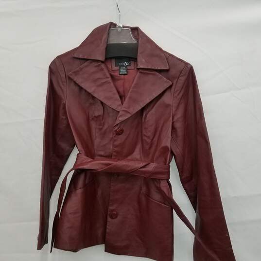East 5th Red Leather Jacket Petite Size Medium image number 1