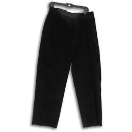Mens Black Flat Front Pockets Straight Leg Corduroy Dress Pants Size 35X29