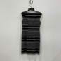 Womens Black Gray Striped Sleeveless Round Neck Back Zip Sheath Dress Sz 8 image number 1
