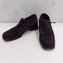 Donald J Pliner Women's Audra Plum Suede Leather Zip Loafers Size 6.5M