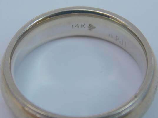Vintage 14K White Gold Textured Ridge Wedding Band Ring 8.5g image number 4