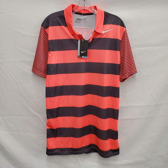 NWT Nike MN's Dri-Fit Pink & Grey Polo Short Sleeve Golf Shirt Size M-T image number 1