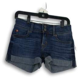 NWT Hudson Womens Blue Denim Medium Wash 5-Pocket Design Cuffed Shorts Size 25