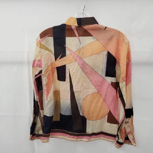 1960s Vintage Emilio Pucci Saks Geometric Print Cotton Blouse Size 8 & Skirt Set image number 3