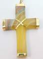 Fancy 18k Yellow Gold Unique Dyed Quartz Cross Pendant Necklace 8.3g image number 3