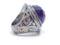 Thai Sterling Silver Faceted Amethyst Dome Statement Ring 11.9g image number 1