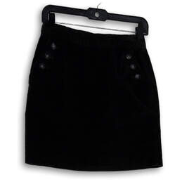 Womens Gray Flat Front Slash Pocket Back Zip Straight & Pencil Skirt Size 0