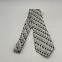 Calvin Klein Mens Blue Gray Striped Adjustable Pointed Neck Tie 58"
