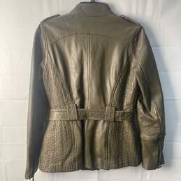 Jones of New York Women's Olive Drab Leather Jacket alternative image