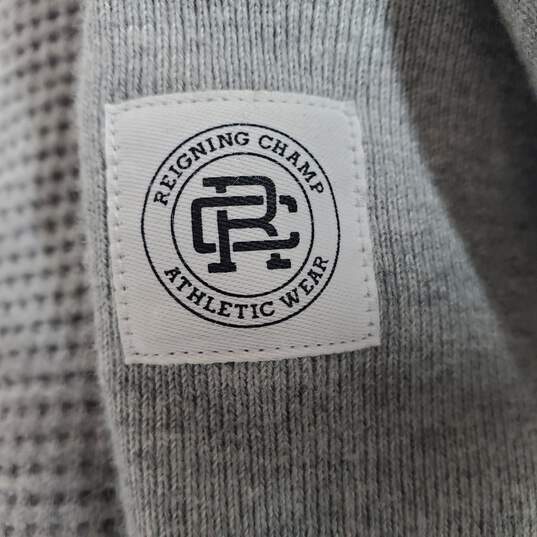 Reigning Champ Gray Cotton Snap Up V-Neck LS Sweater LG image number 6