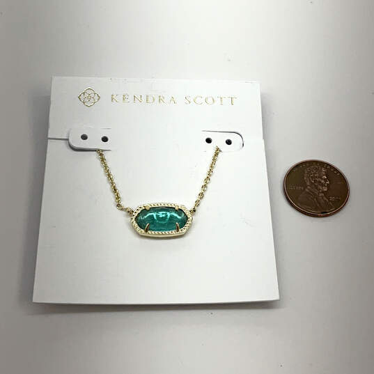 Designer Kendra Scott Gold-Tone Blue Crystal Pendant Necklace w/ Dust Bag image number 3