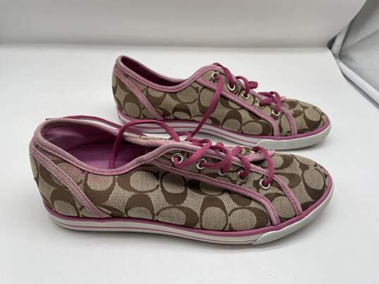 Buy the Womens Dawnell Brown Pink Monogram Low Top Lace Up Sneaker Shoes  Size 8.5 M