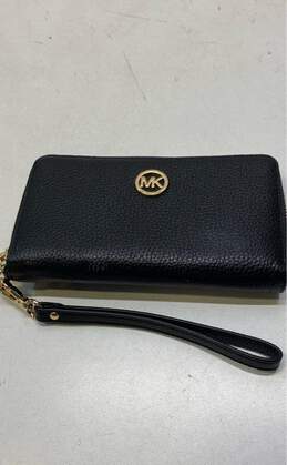 Michael Kors Pebble Leather Fulton Wallet Wristlet Black