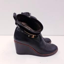 Tory Burch Leather Wedge Booties Black 6.5