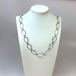 Designer Robert Lee Morris 925 Silver-Tone Chunky Link Chain Necklace