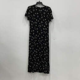 Womens Black Floral Crew Neck Short Sleeve Back Zip Maxi Dress Size 8 alternative image