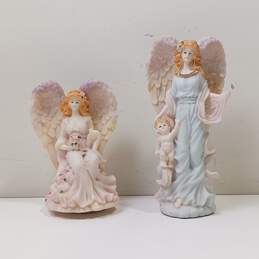 2pc Set of Herco Ceramic Seraphim Angel Figurines