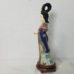 Figurine Asian-Cloisonne Woman-Enamel Figurine with Wood Base alternative image